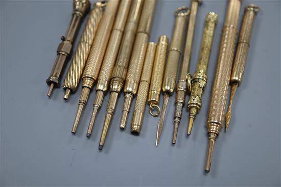 A group of assorted propelling and telescopic pencils;